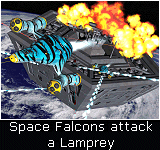 Space Falcons attack a Lamprey